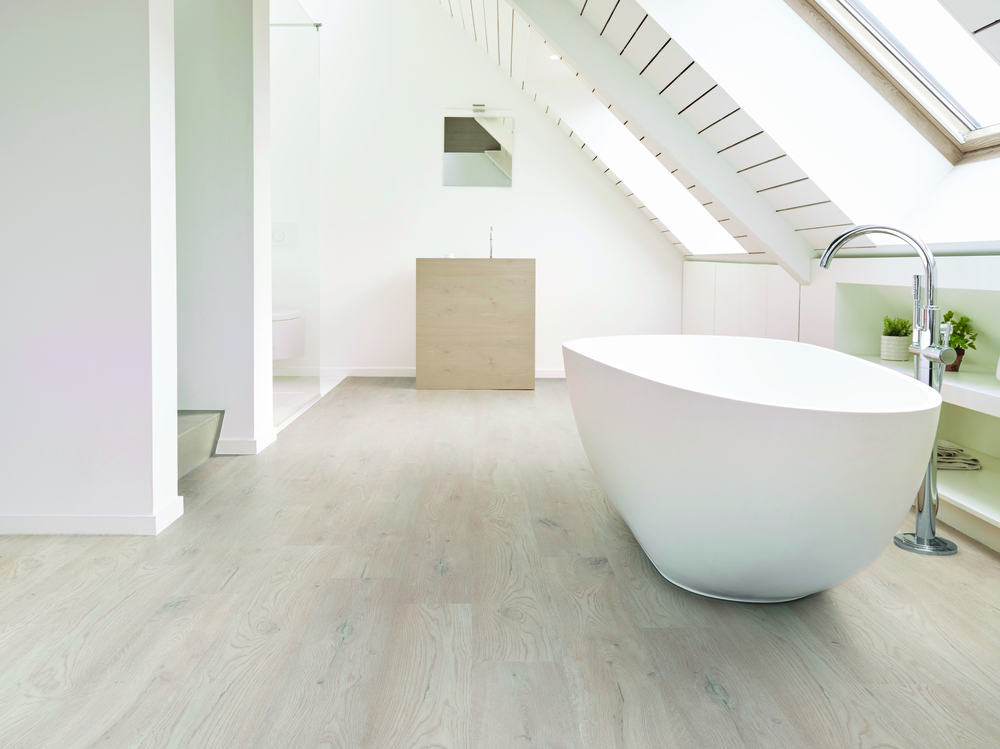 bathroom flooring wood look flooring installation with soaker tub